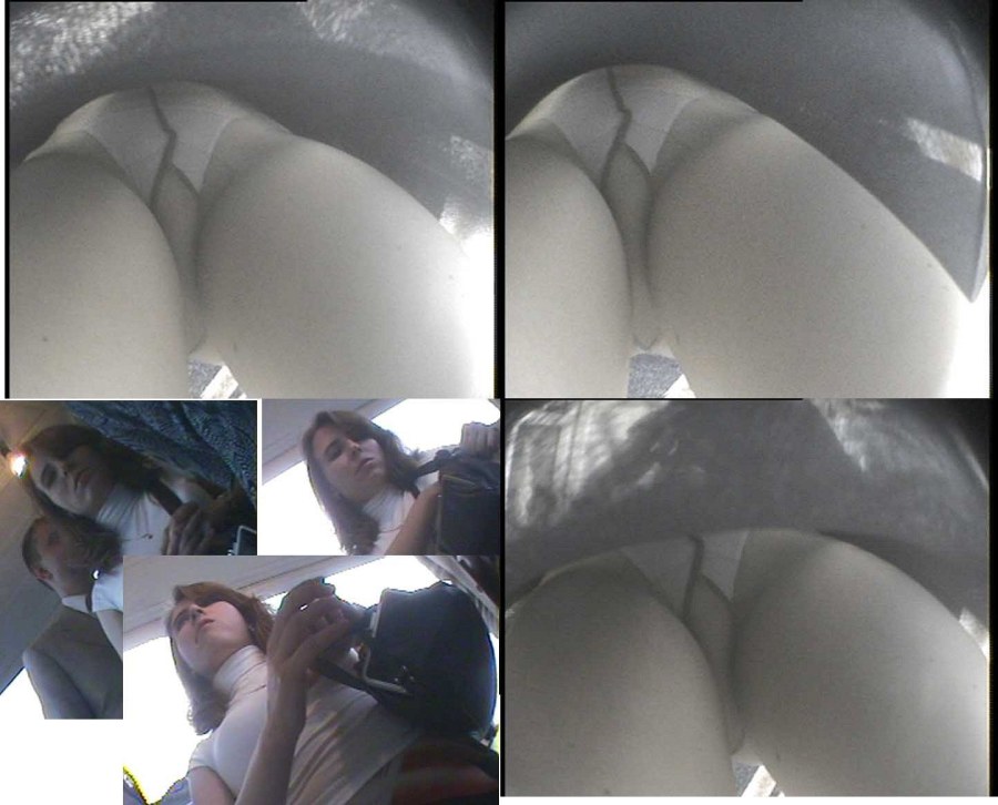 Под юбкой без трусиков скрытая камера