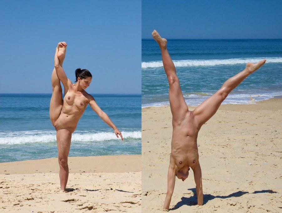 Гимнастки нудистки на пляже