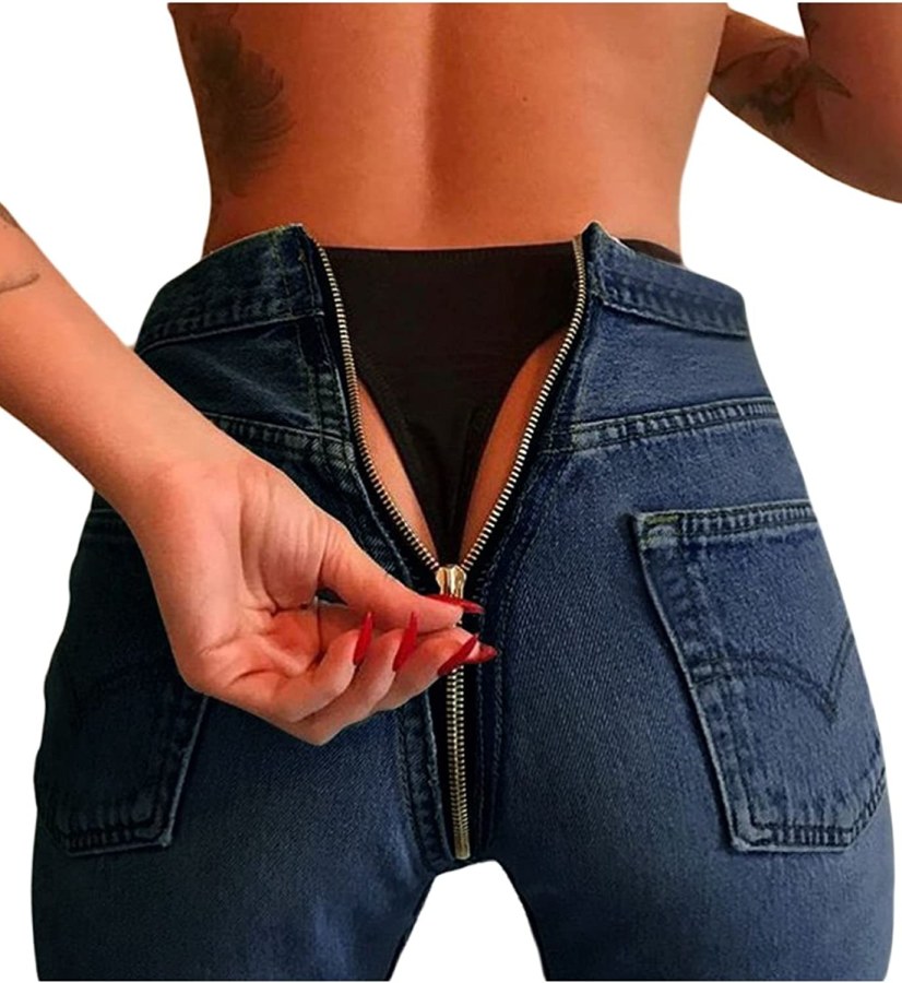 Джинсы с молнией сзади