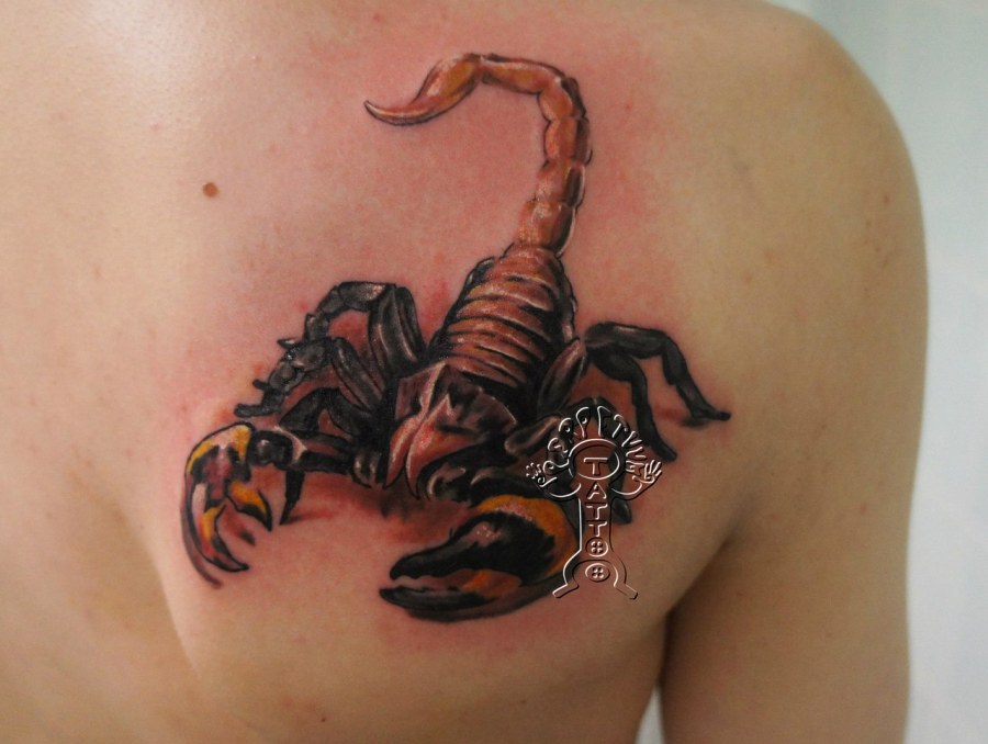 Тату Скорпион до и после